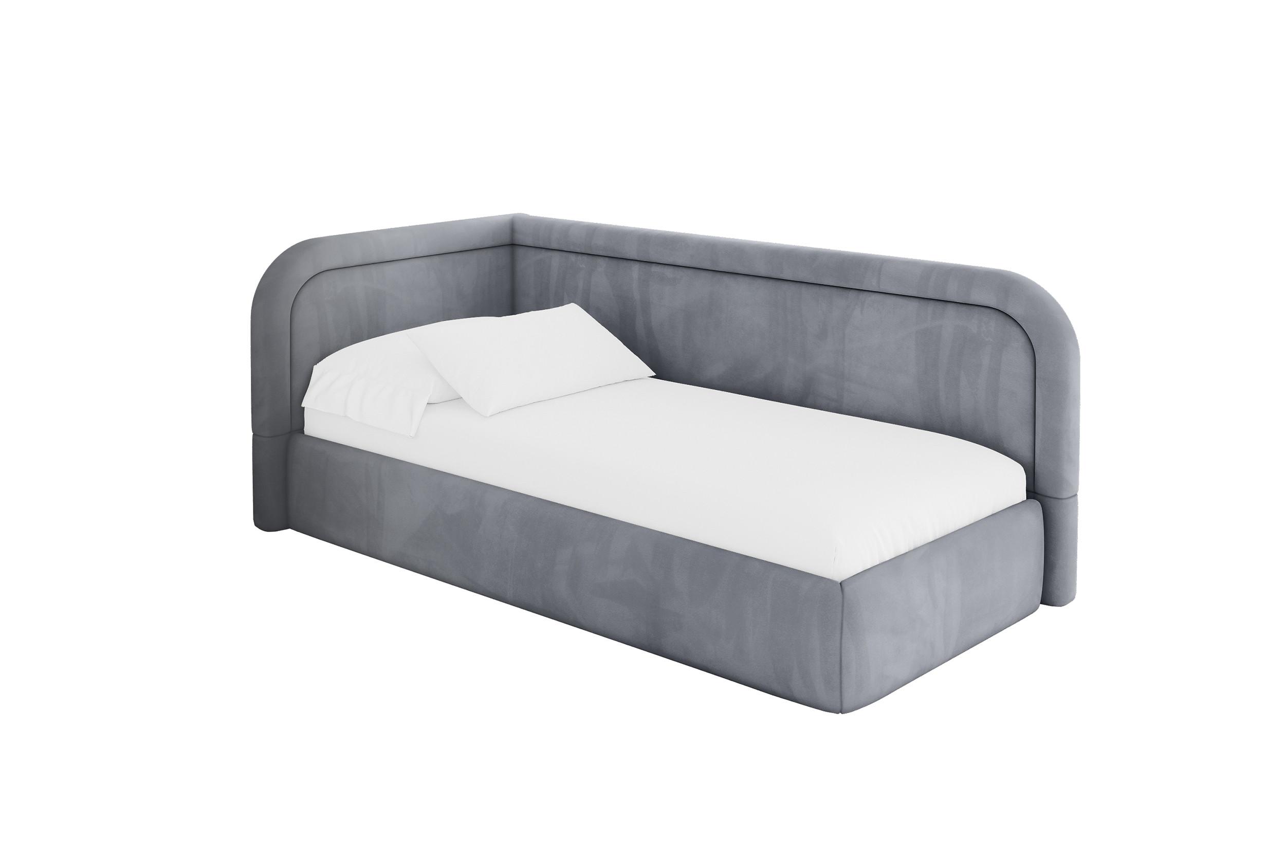 EINZELLBETT Jugendbett mit Bettkasten, Rechts - JOVY 100x200 Grau - Blaugrau, Holzwerkstoff/Textil (100/200cm) - ALTDECOR