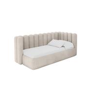 EINZELLBETT Jugendbett mit Bettkasten und Matratze H3/H4, Links - HUGY 100x200 Beige - Ecru, Holzwerkstoff/Textil (100/200cm) - ALTDECOR