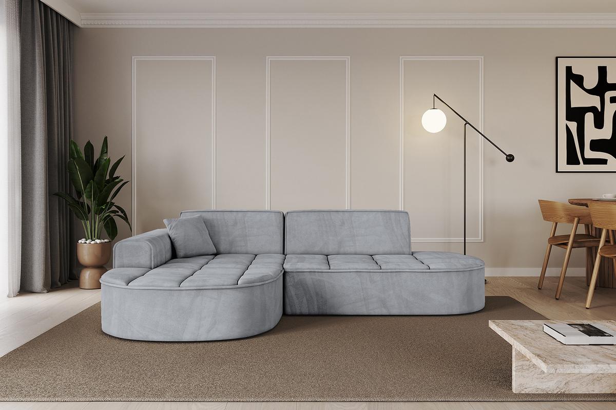 ECKSOFA Ottomane Links TARO-L1 - 243x171x79,5 cm Hellgrau - Grau, Holzwerkstoff/Textil (243/171cm) - ALTDECOR