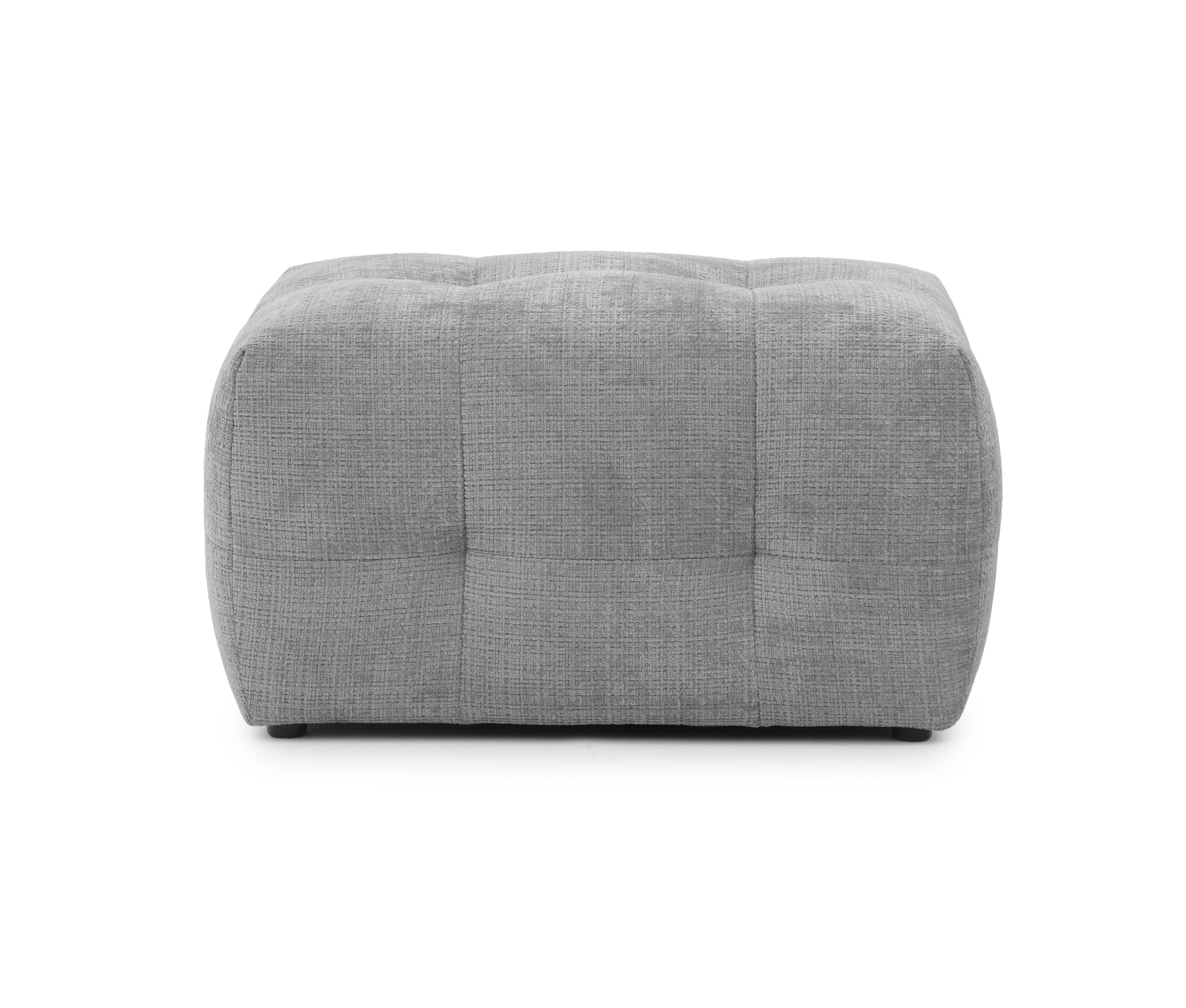POLSTERHOCKER mit raffinierten Steppungen, zu passendem Sofa, Wellenunterfederung, Chenille-Bezug Hellgrau / 21057 - Hellgrau/Schwarz, Kunststoff/Textil (87/46/68cm) - luma-home