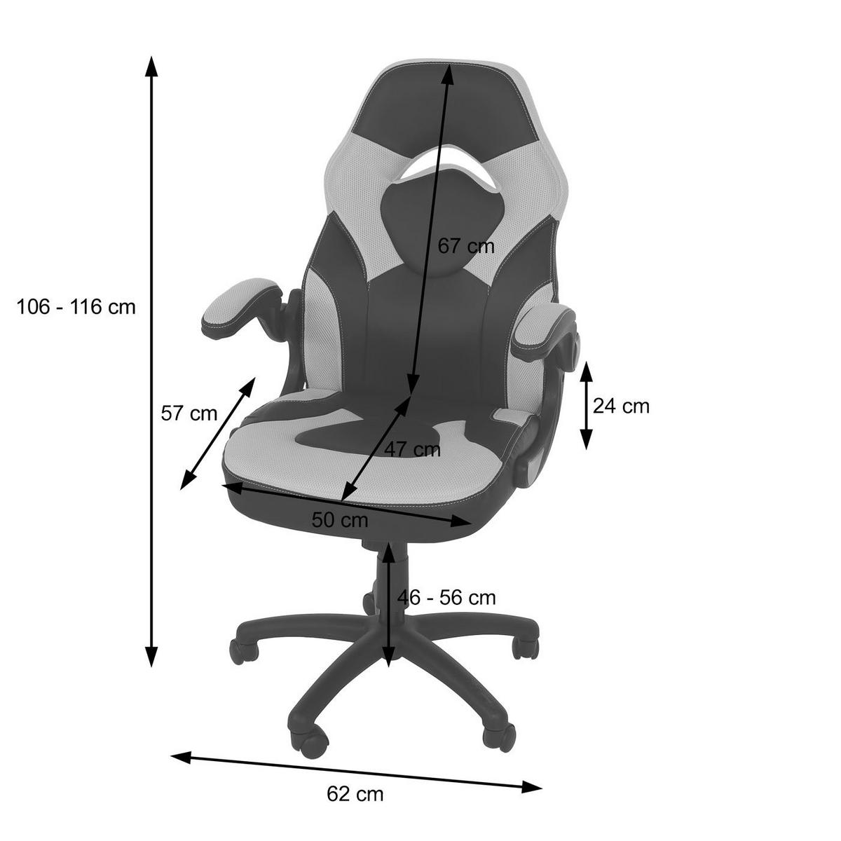 BÜROSTUHL Schwarz, Weiß - Schwarz/Weiß, Textil (62/116/57cm) - MCW