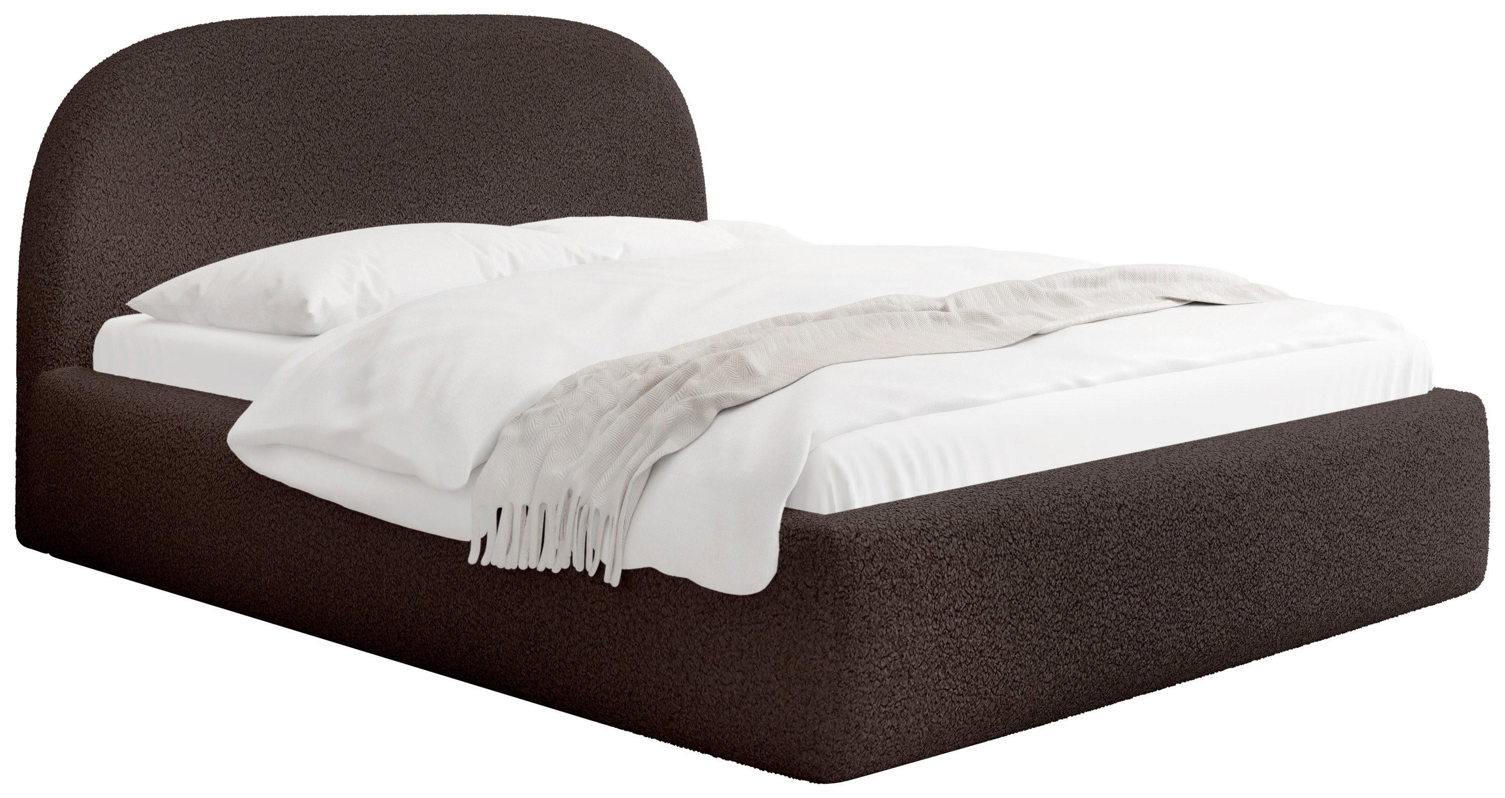 POLSTERBETT Puro mit Bettkasten, Braun Boucle 180 x 200 cm – mit Metall-Lattenrost - Birkefarben/Schwarz, Holzwerkstoff/Kunststoff (180/200cm) - WFL GROUP