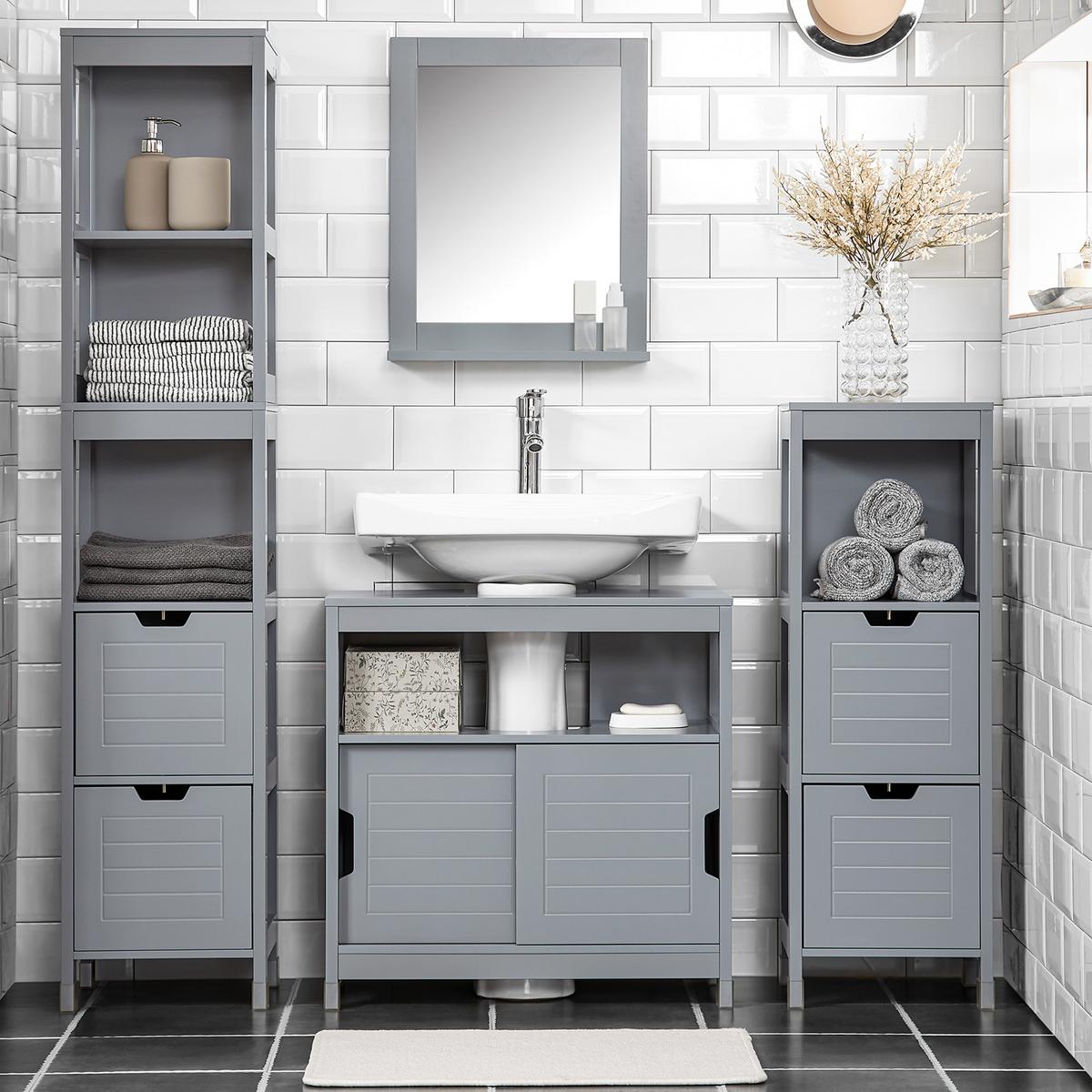 WASCHBECKENUNTERSCHRANK Grau - Grau, Holzwerkstoff (60/60/30cm) - SoBuy
