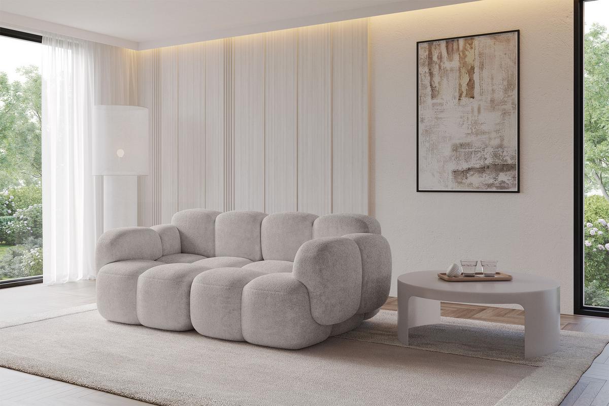 2-SITZER modulares Sofa Miko-S1 214x118x75 cm Hellgrau Velours - Hellgrau/Schwarz, Holzwerkstoff/Kunststoff (214/75/118cm) - ALTDECOR