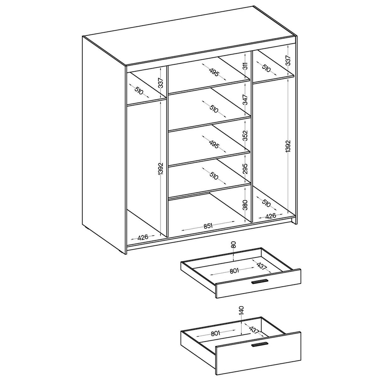 DREHTÜRENSCHRANK ELENORA 176,3/190,5/53cm 4-türig Sonoma Eiche - Sonoma Eiche, Holzwerkstoff (176.3/190.5/53cm) - MASSENO
