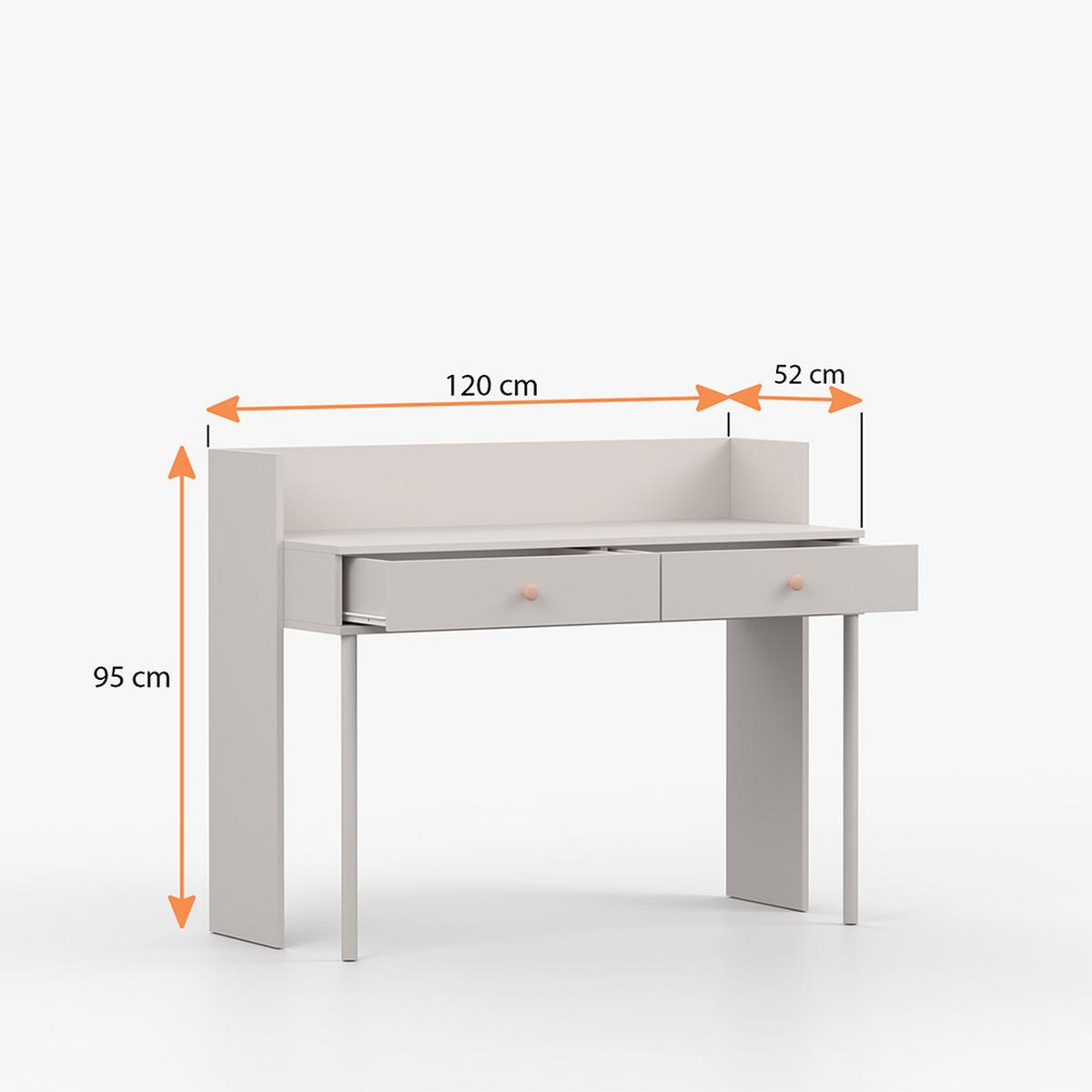 SCHMINKTISCH OLAF II 120cm/95cm/52cm Kaschmir, Griff Anthrazit - Kaschmir/Anthrazit, Holzwerkstoff/Metall (120/95/52cm) - imoebel24