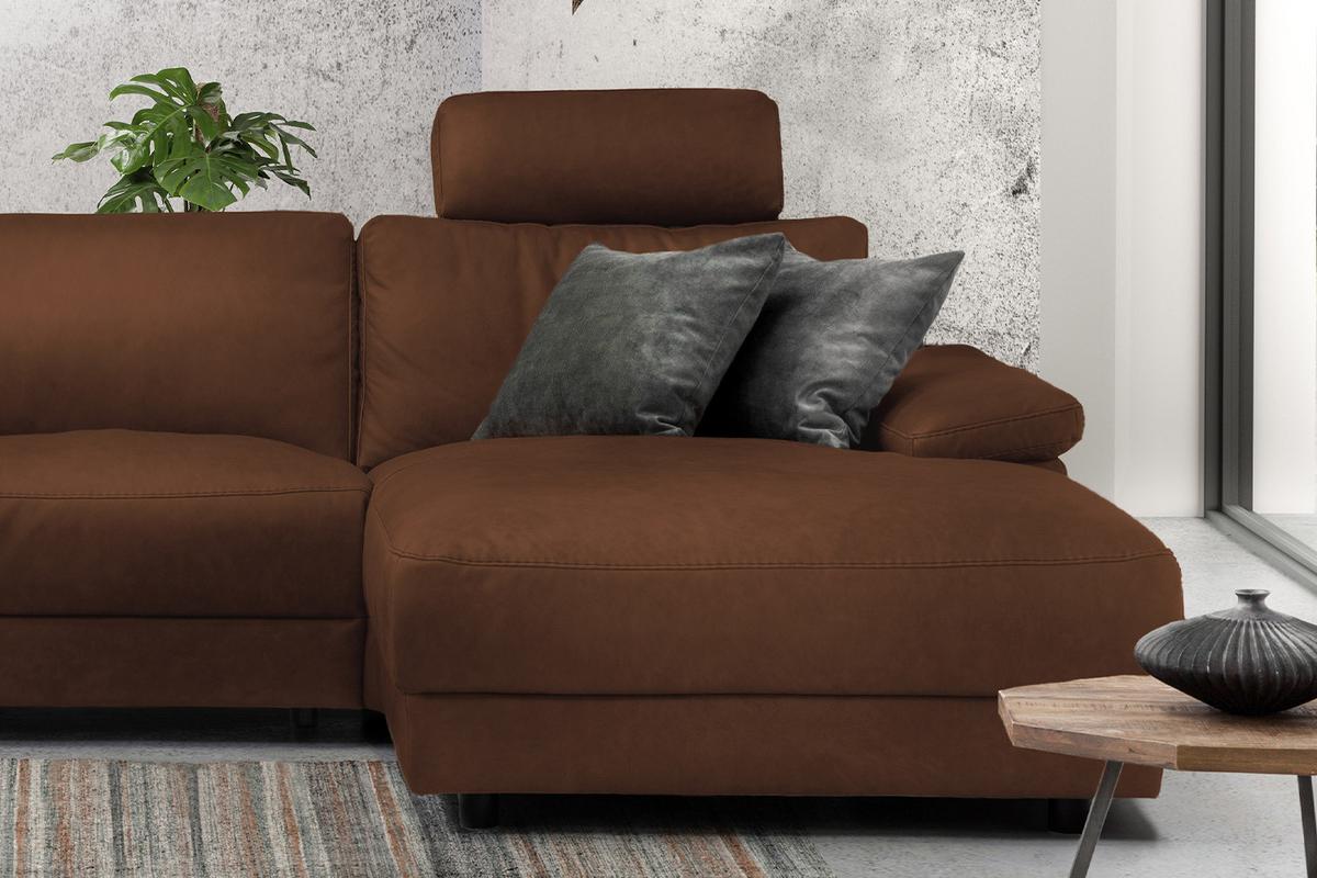 ECKSOFA XL MOTORISCHER RELAXFUNKTION LOLA Braun Leder Relaxfunktion - Schwarz/Braun, Leder (304/178cm) - KAWOLA