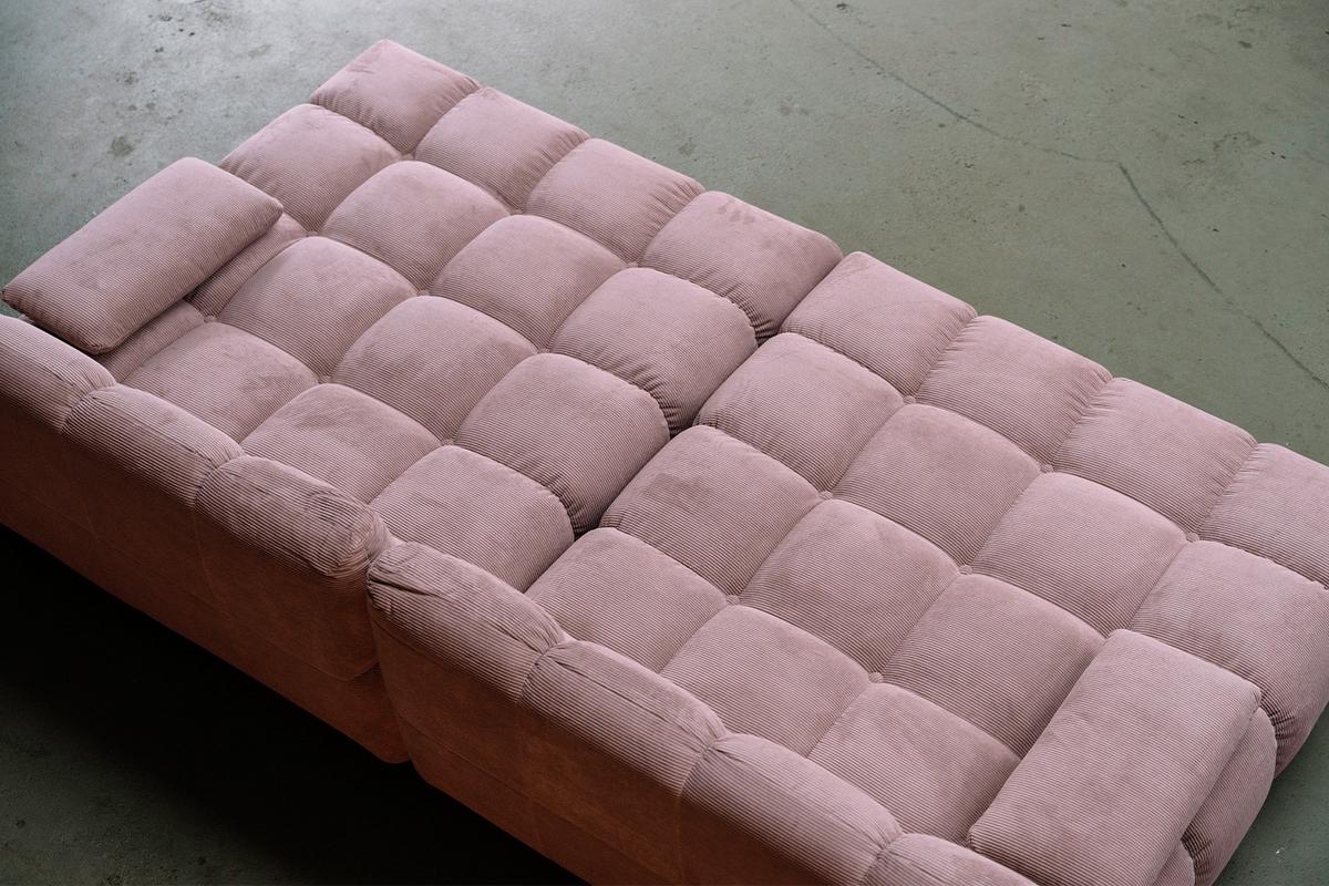BIG SOFA VIVIEN Pink Cord - Pink/Schwarz, Kunststoff/Textil (296/85/178cm) - KAWOLA