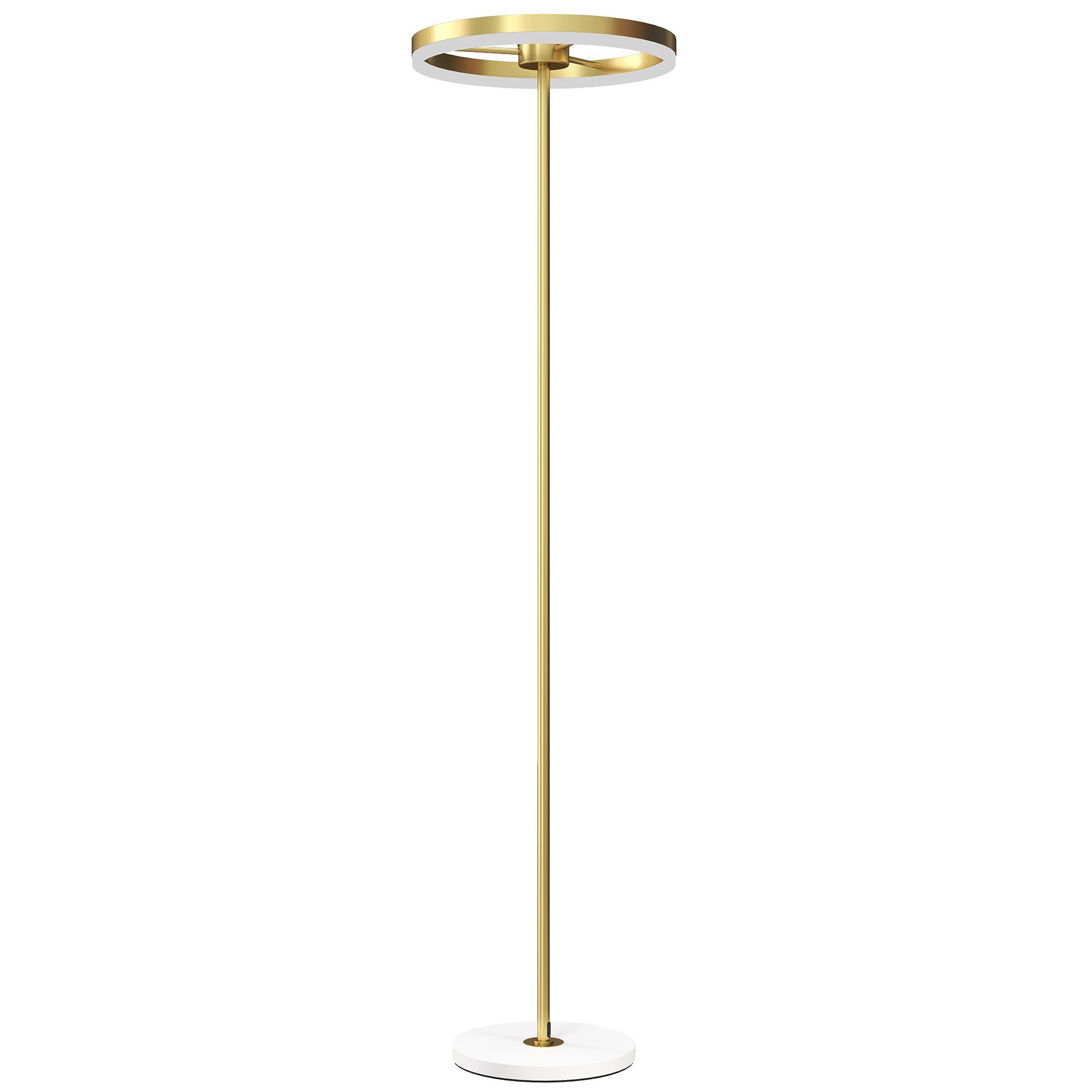 STEHLAMPE LED Wohnzimmer Dimmbar Stehleuchte mit 3 Lichtfarben, Fußschalter - Gelb, Metall (40/40/157.5cm) - HOMCOM