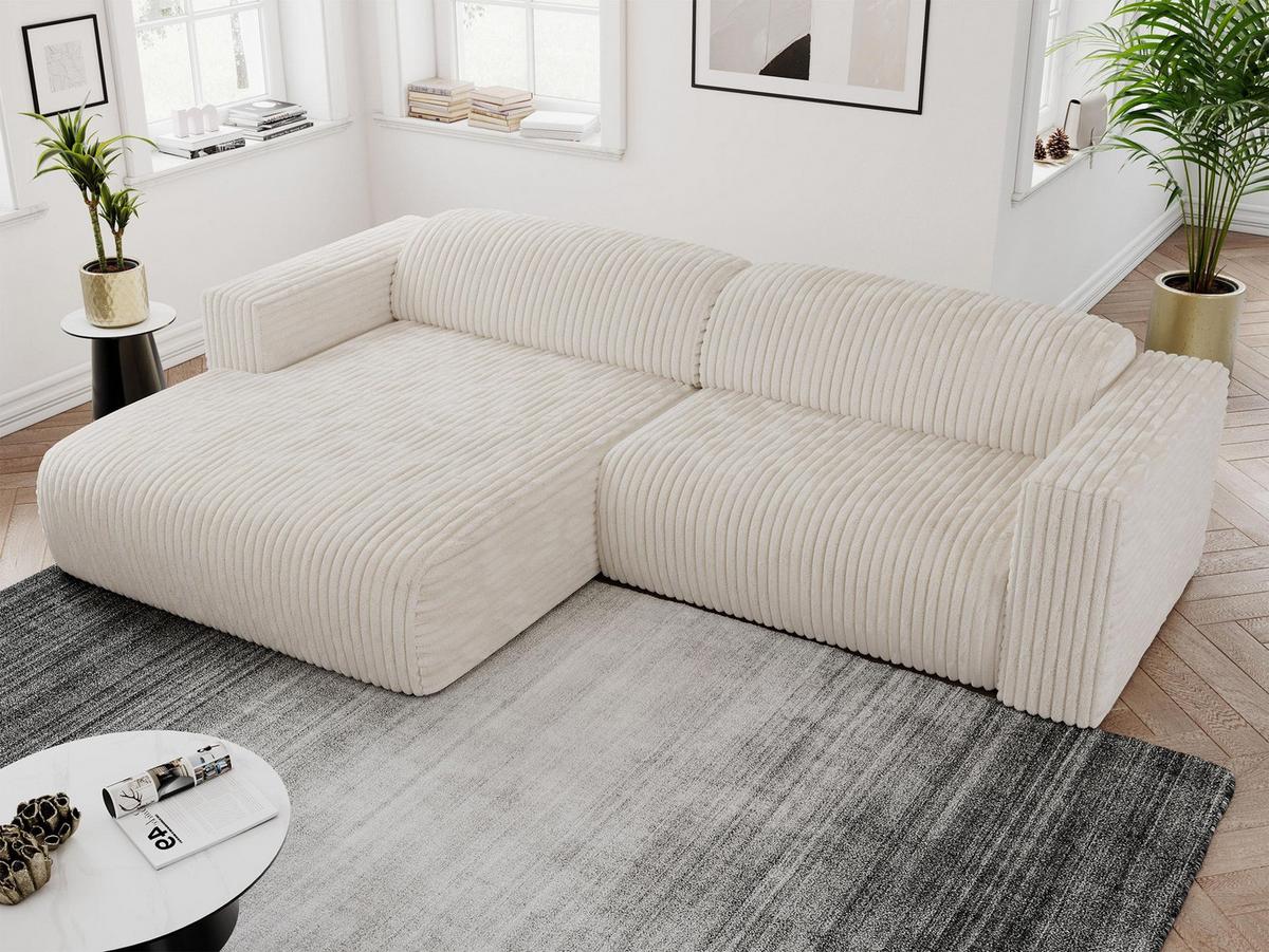 OFERTA WYCOFANA ECKSOFA PASADENA Beige Cord Links Seite - Beige/Schwarz, Kunststoff/Textil (180/288cm) - MKS