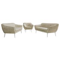 SITZGARNITUR PIRS 3+3+1 - Beige Velvet - Weiße Beine - Beige/Weiß, Holzwerkstoff/Textil (180/75/74cm) - MKS