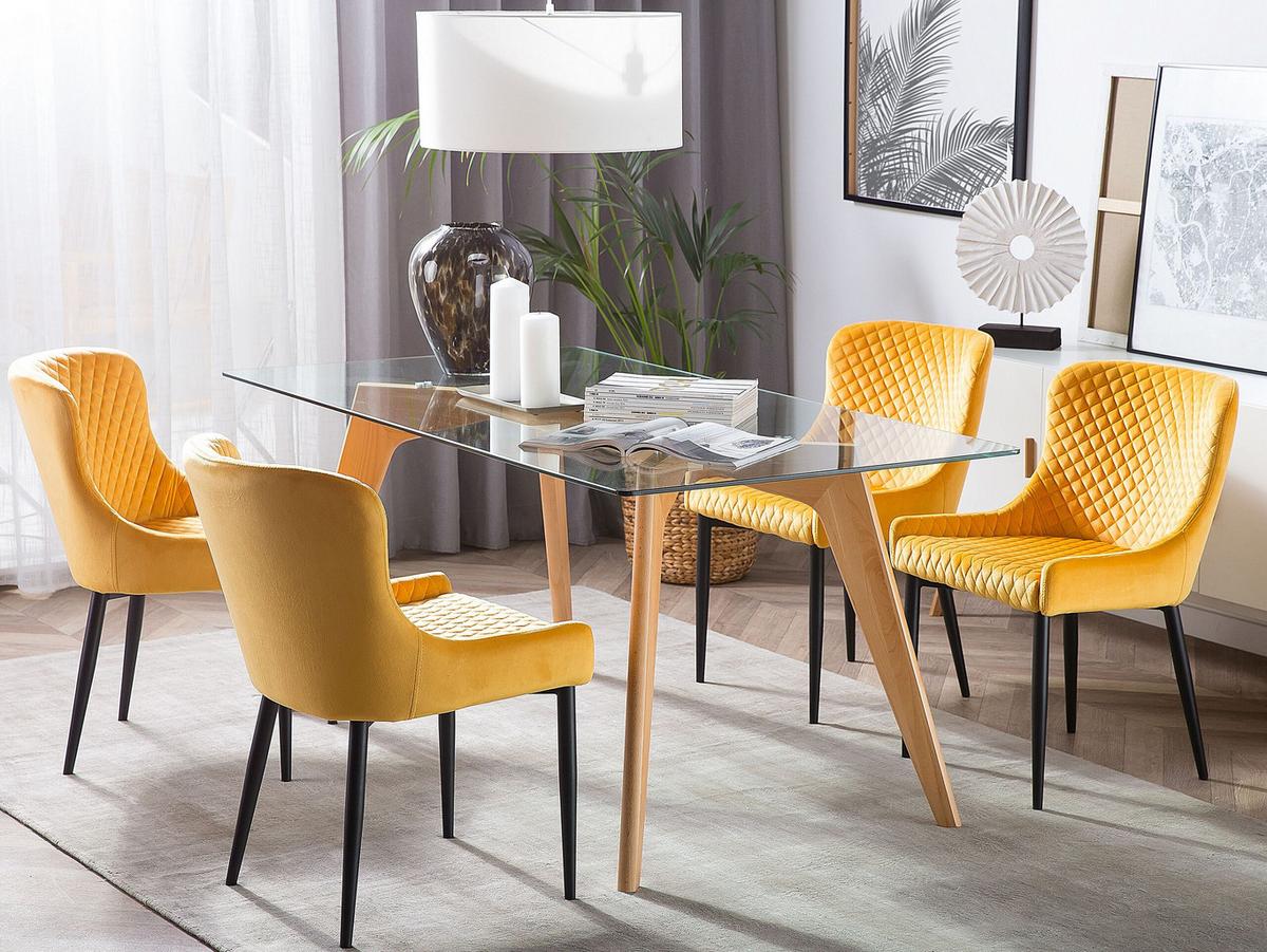 ESSTISCH Glas 180/90 cm Hudson - Hellbraun/Transparent, Glas (90/180/75cm) - Beliani