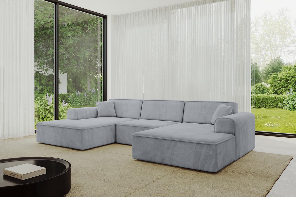 WOHNLANDSCHAFT IREA-U1-v3 - 301x165x77 cm Grau - Titanfarben, Holzwerkstoff/Textil (301/77/165cm) - ALTDECOR