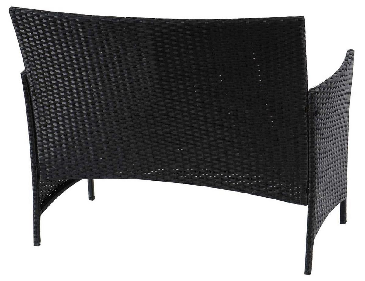 POLY-RATTAN GARTENBANK Schwarz, Orange - Schwarz/Orange, Kunststoff (106/83/60cm) - MCW