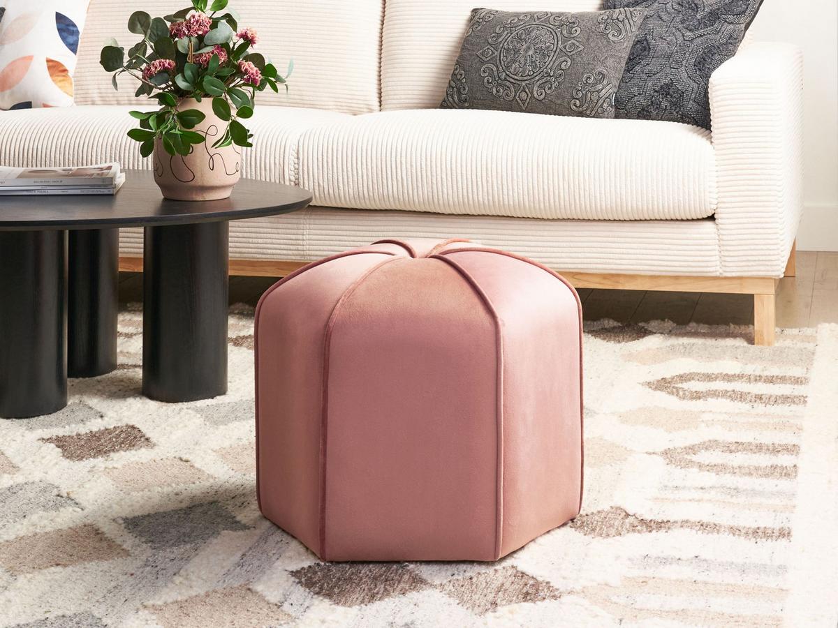 POUF Samtstoff Rosa Wishek - Pink, Holz (45/40/45cm) - Beliani