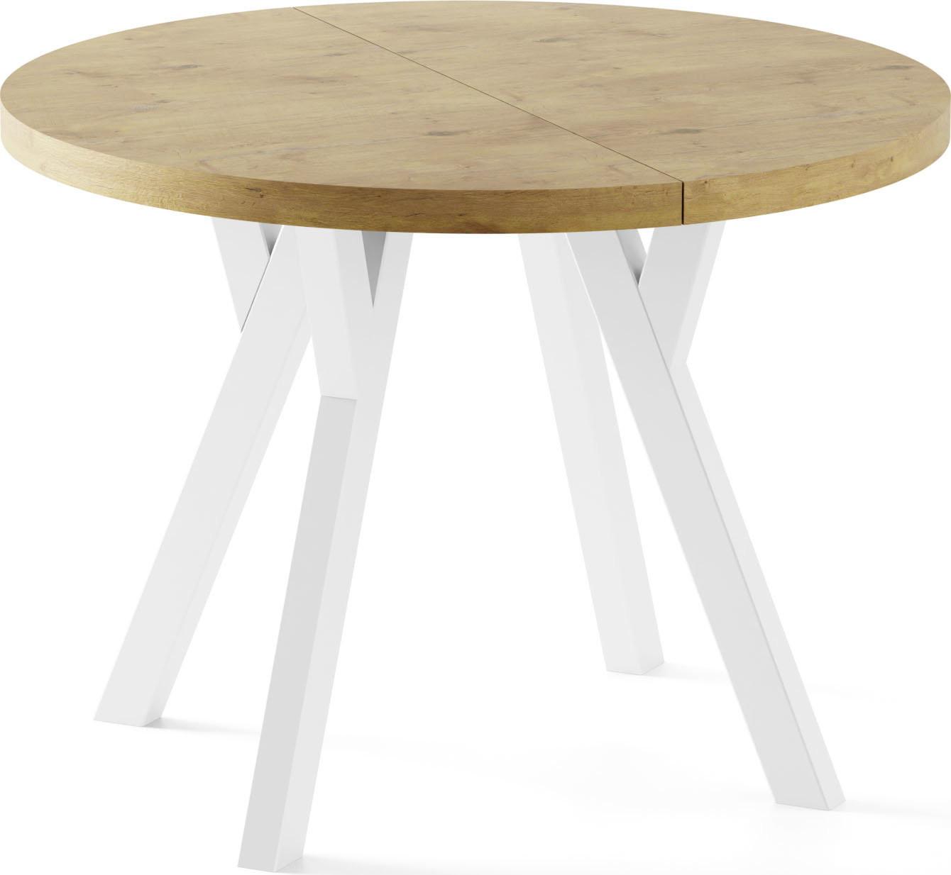ESSTISCH Twixy XXL groß rund oval ausziehbar, Eiche Hell Braun 100-300/100/76 cm - Eichefarben/Weiß, Holz/Holzwerkstoff (100/300/76cm) - WFL GROUP