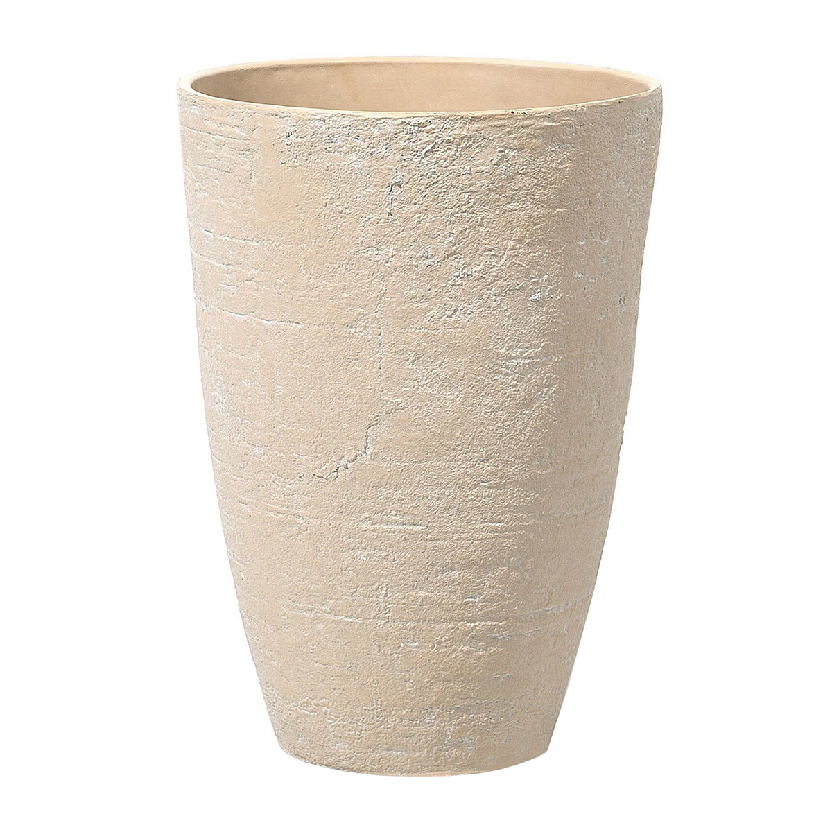 BLUMENTOPF 2er-Set sandbeige rund 43/43/60 cm Camia - Beige, Stein (60cm) - Beliani