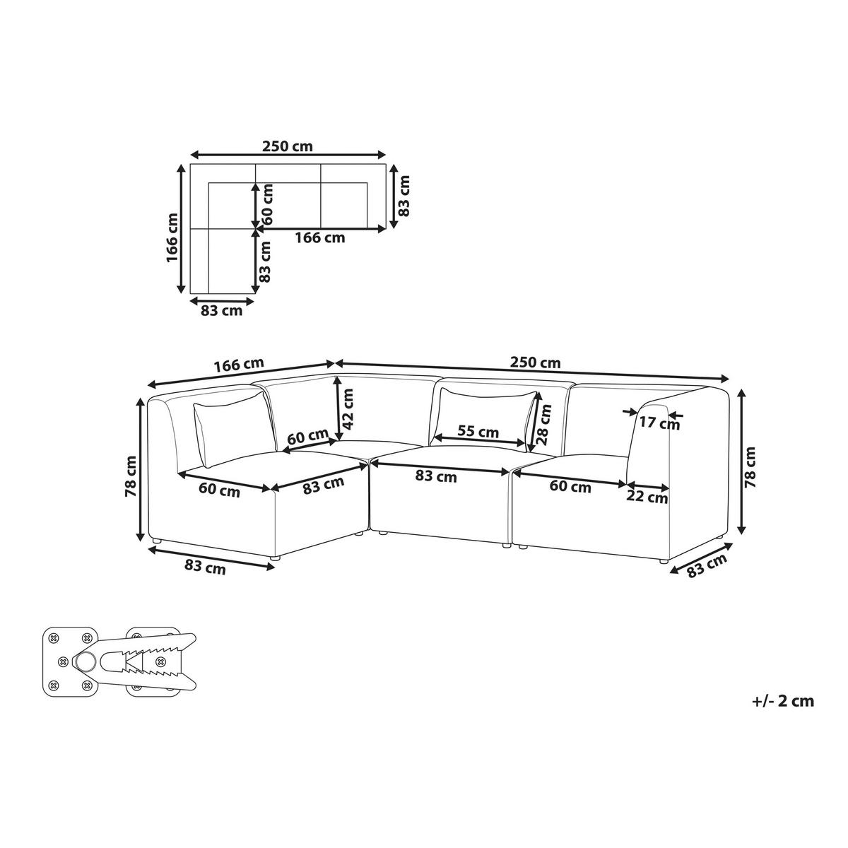 ECKSOFA Modul 4-Sitzer rechtsseitig Grün Cord Lemvig - Grün, Textil (250/166cm) - Beliani