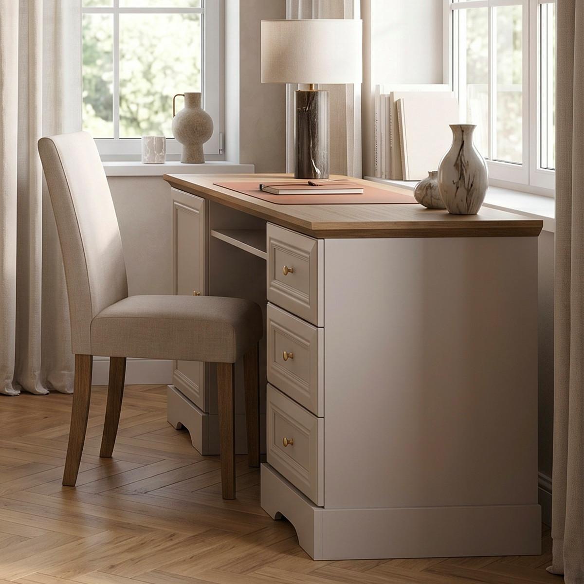 SCHREIBTISCH Dulci Kaschmir und Holz - Beige, Holzwerkstoff (57.2/144.7/72.4cm) - Petits-meubles