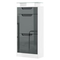 SCHUHSCHRANK Fiesta Grau Hochglanz / Schwarz Hochglanz - Grau, Holzwerkstoff (46/104/23cm) - Vladon