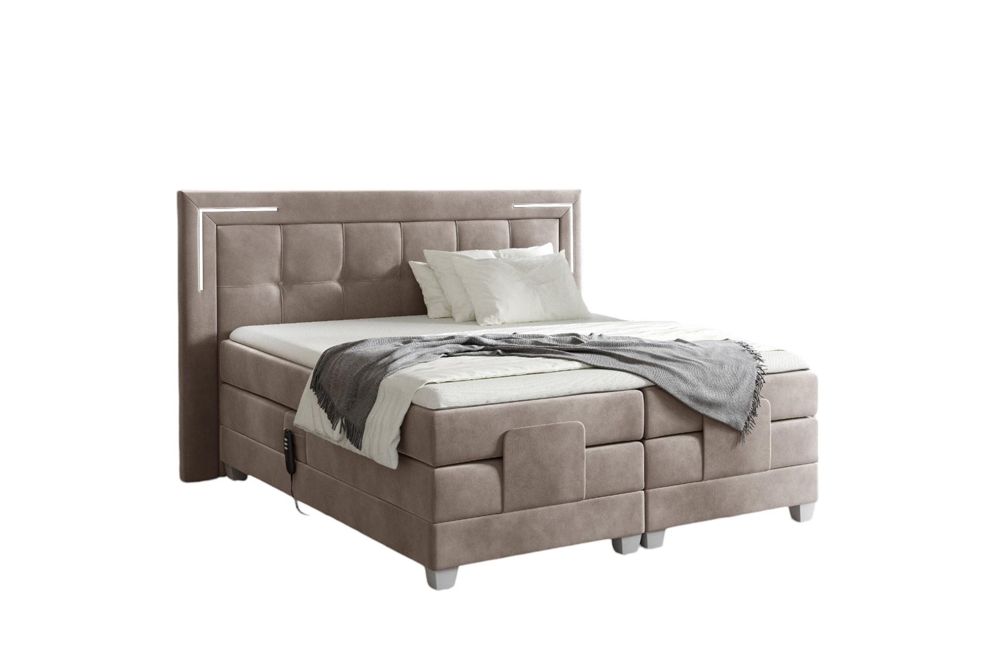 BOXSPRINGBETT Bett Elektrisch Dores - Graubraun, Holzwerkstoff/Textil (180/200cm) - Fun Möbel