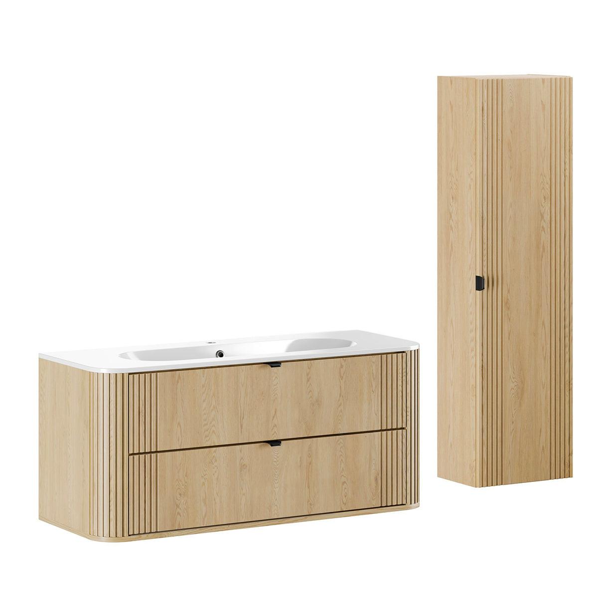 BADMÖBEL 120cm Mila 2er-Set Helle Eiche - Braun, Holzwerkstoff (120/52/46cm) - Petits-meubles