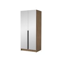 KLEIDERSCHRANK Bono III - Eichefarben/Schwarz, Holzwerkstoff/Metall (100/215/58cm) - MIRJAN24