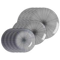 TELLER-SET Takeo Stripes schwarz-weiß 12-tlg. - Schwarz/Weiß, Keramik (2/2/2cm) - Ritzenhoff Breker
