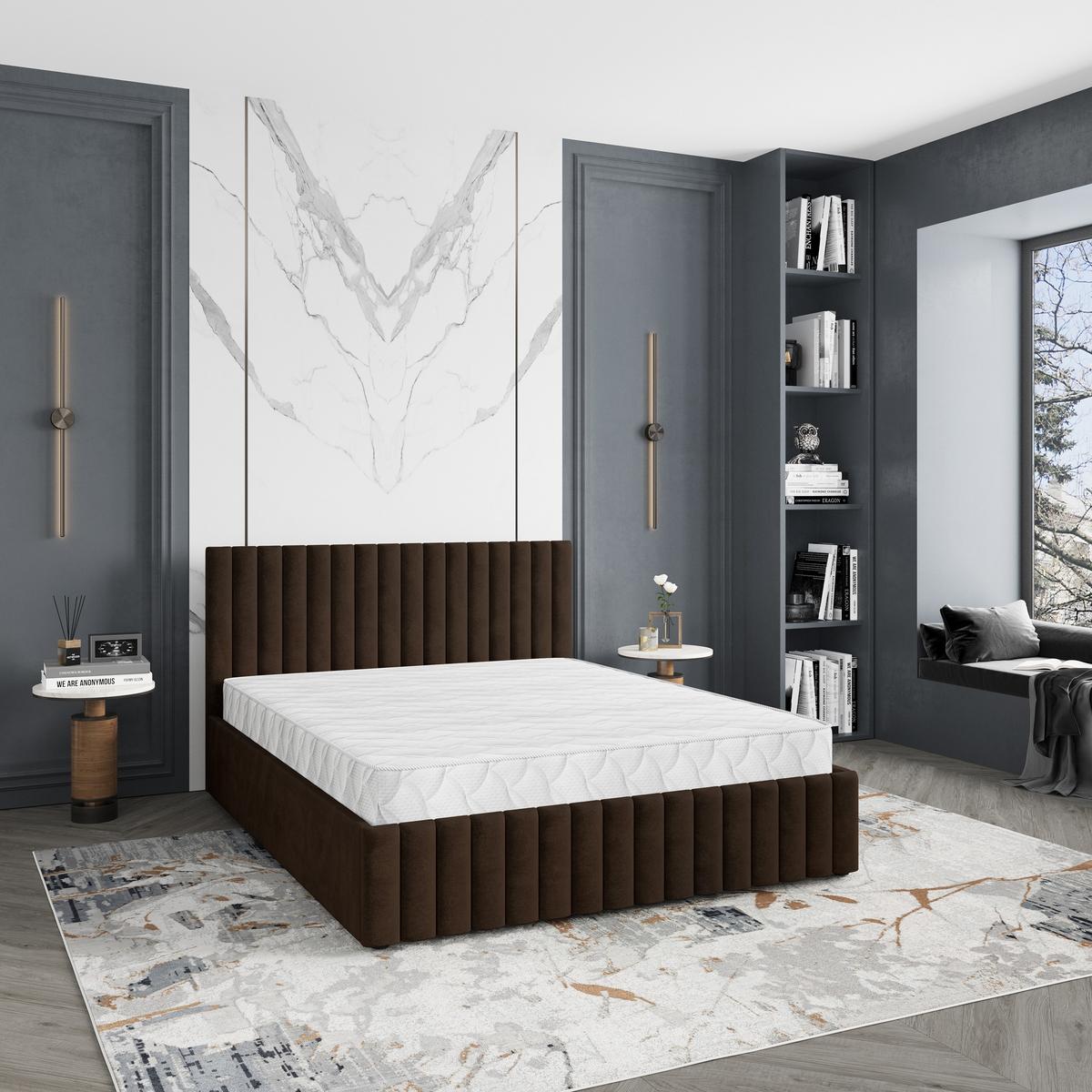 POLSTERBETT CARMIA 180x200 cm mit Bettkästen - Braun - Braun, Holz (192/200cm) - MASSENO