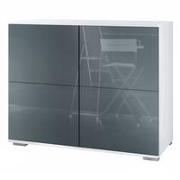 KOMMODE Rova Grau Hochglanz - Grau, Holzwerkstoff (92.5/75.5/35cm) - Vladon