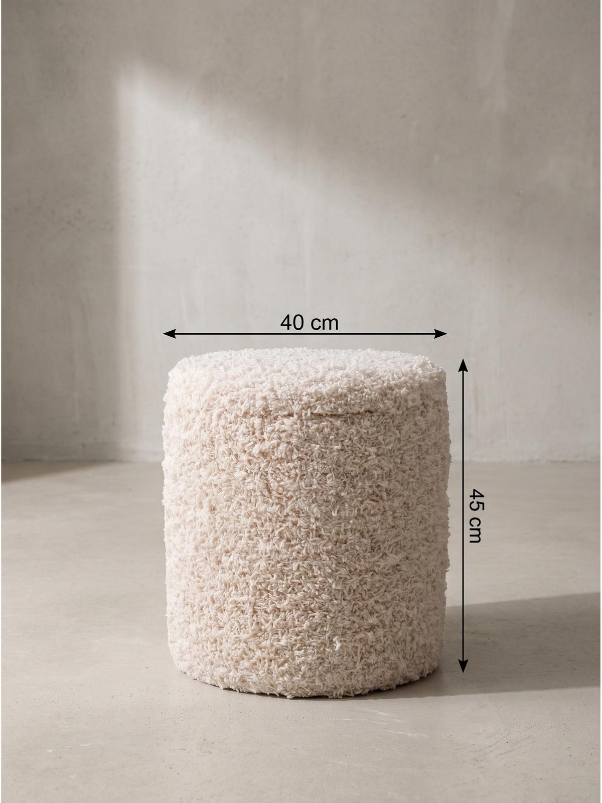 SITZHOCKER RHONE, Stoff, mit Textilbezug, Beige, Ø 40 x 45 cm - Beige, Textil (40/45/40cm) - KADIMA DESIGN