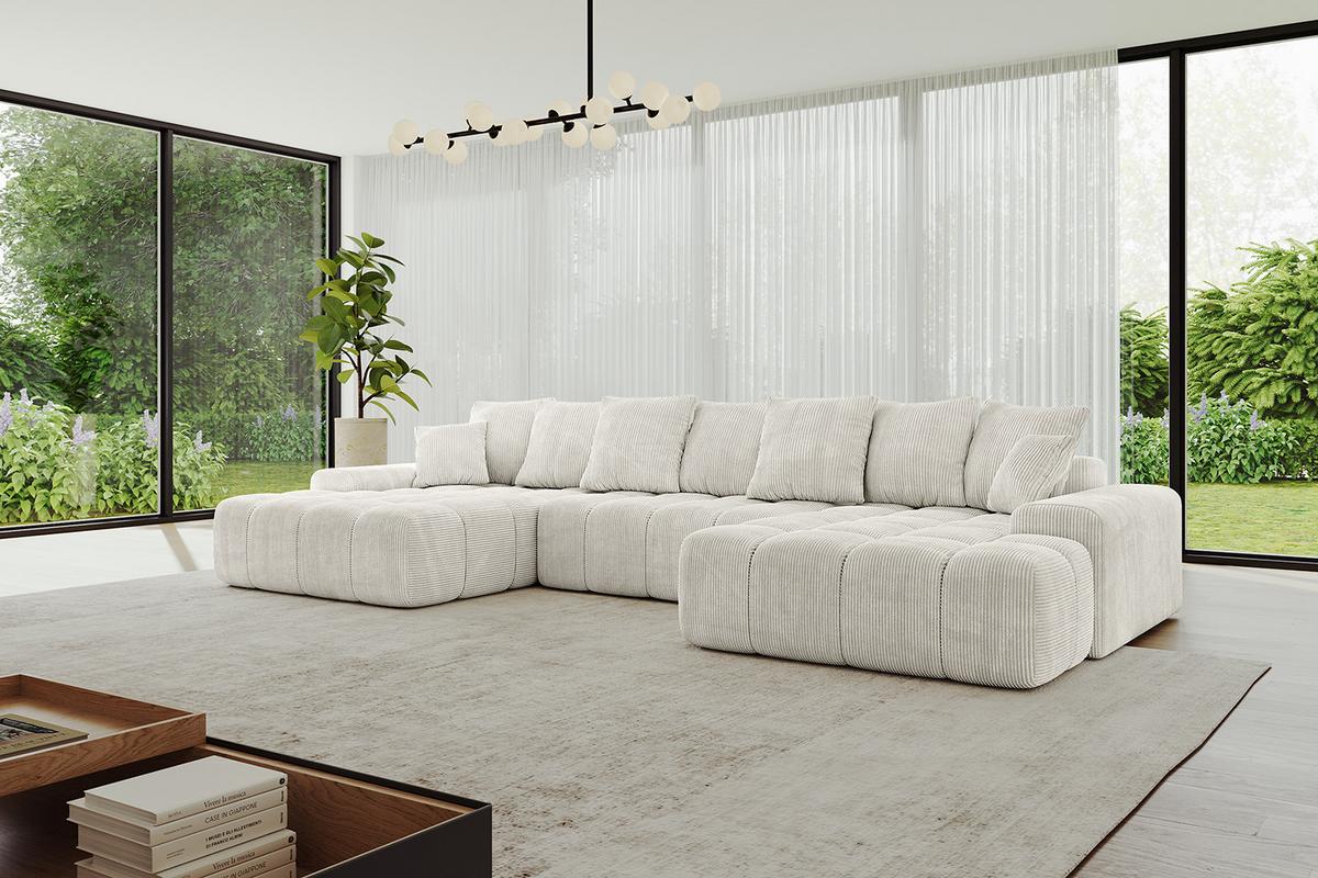 WOHNLANDSCHAFT ENSI-U - 353x164x69 cm Creme - Ecru/Creme, Holzwerkstoff/Kunststoff (357/69/164cm) - ALTDECOR