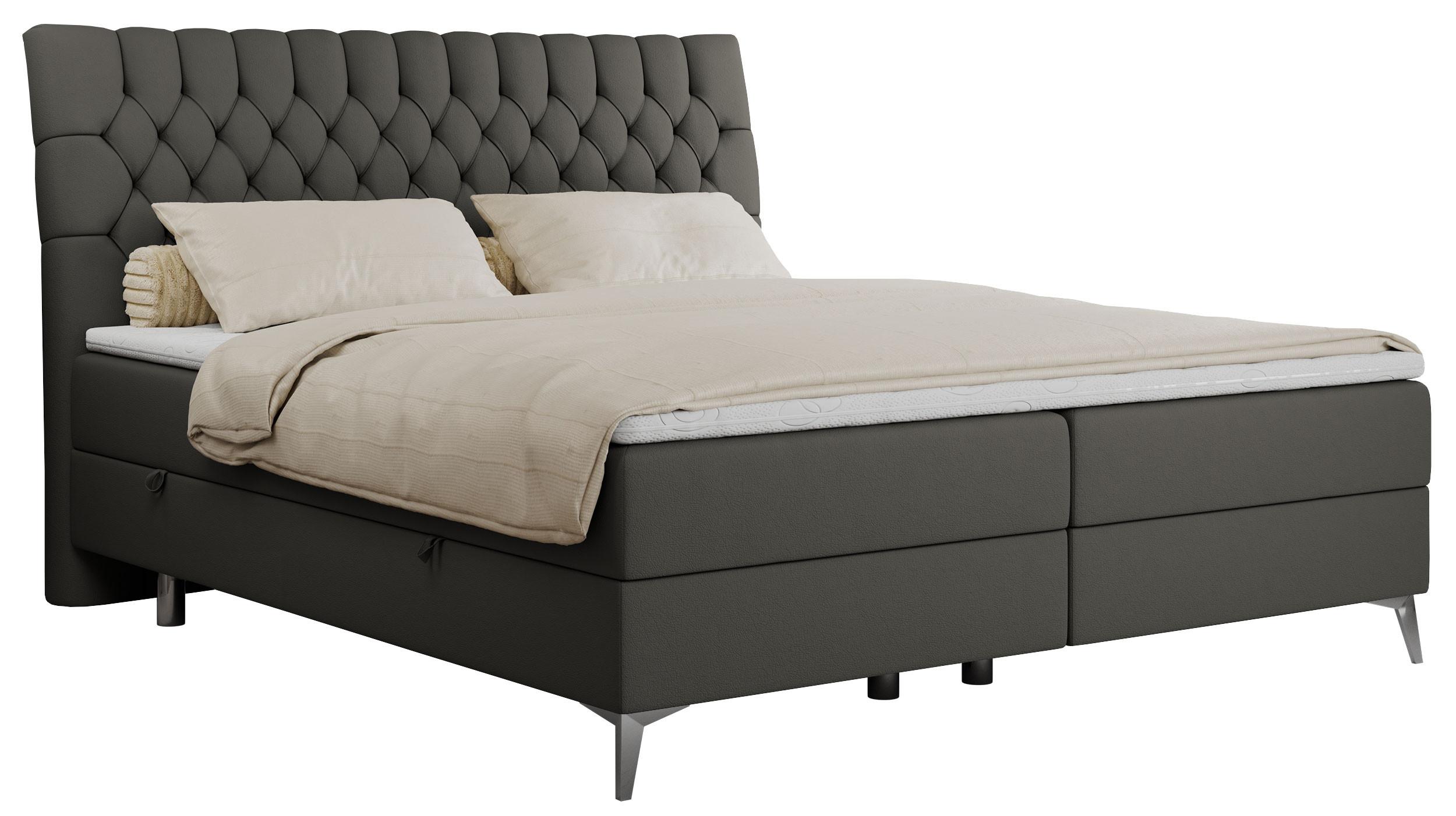 BOXBETT MILEN 120/200 Dunkelgrau Kunstleder - H3 - Dunkelgrau, Holz/Textil (120/200cm) - MKS