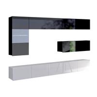 WOHNWAND Kossana 4 Modern Schwarz/Weiß 255/142/43 cm Modern Style - Schwarz/Weiß, Holzwerkstoff/Kunststoff (255/142/43cm) - AX Living