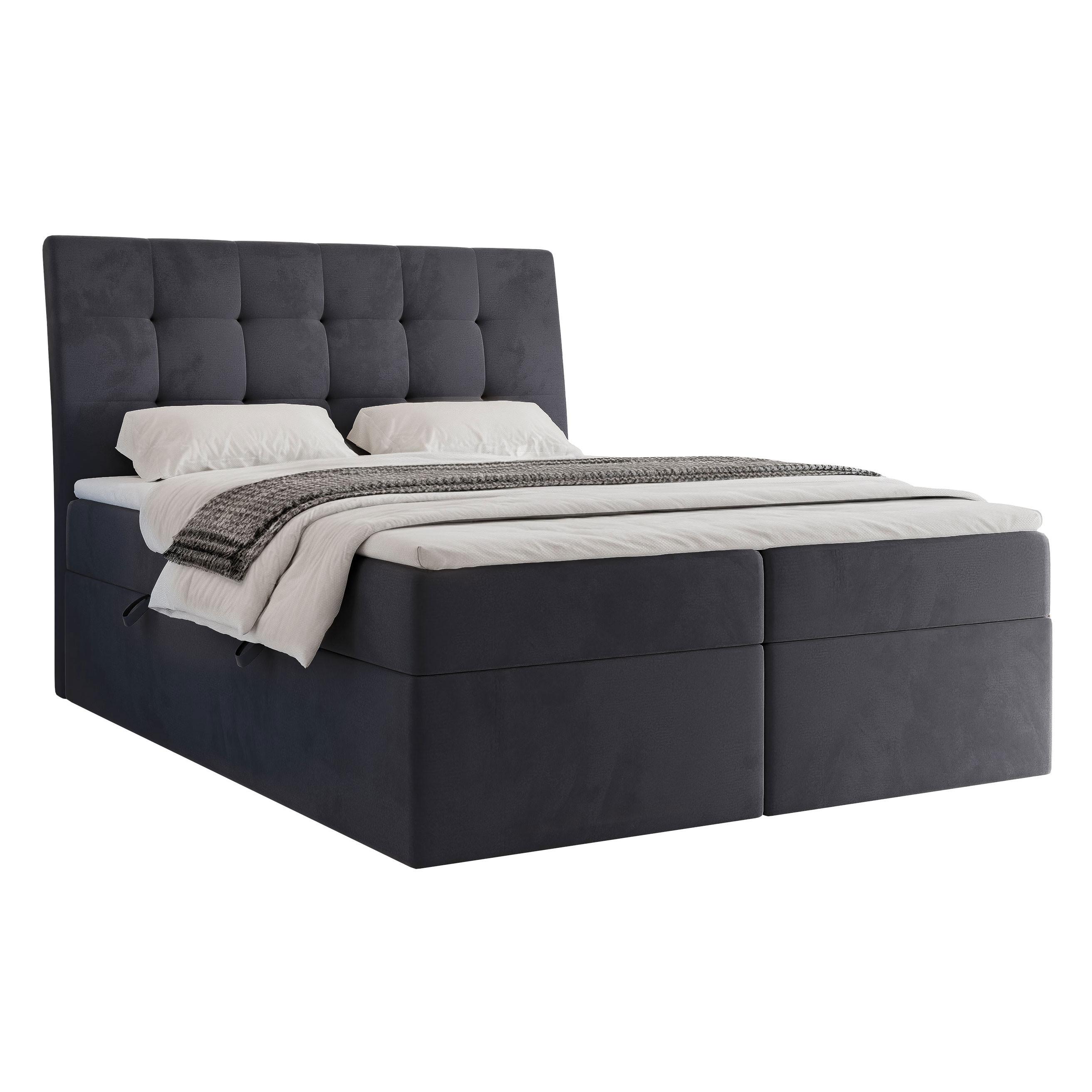 BOXBETT 160x200 cm mit Topper - Anthrazit, Textil (160/200cm) - Idohome