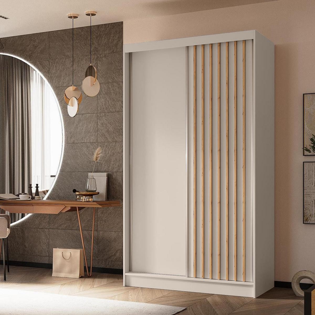 SCHWEBETÜRENSCHRANK Helios 120/216/61 kaschmir - Kaschmir, Holzwerkstoff (120/216/61cm) - Beautysofa