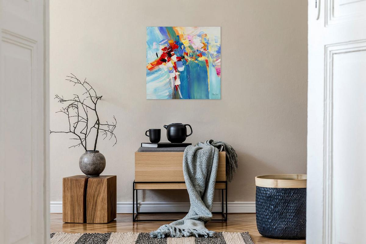 ACRYLBILD HANDGEMALT 80/80 cm - Blau/Multicolor, Holz/Textil (80/80cm) - KUNSTLOFT