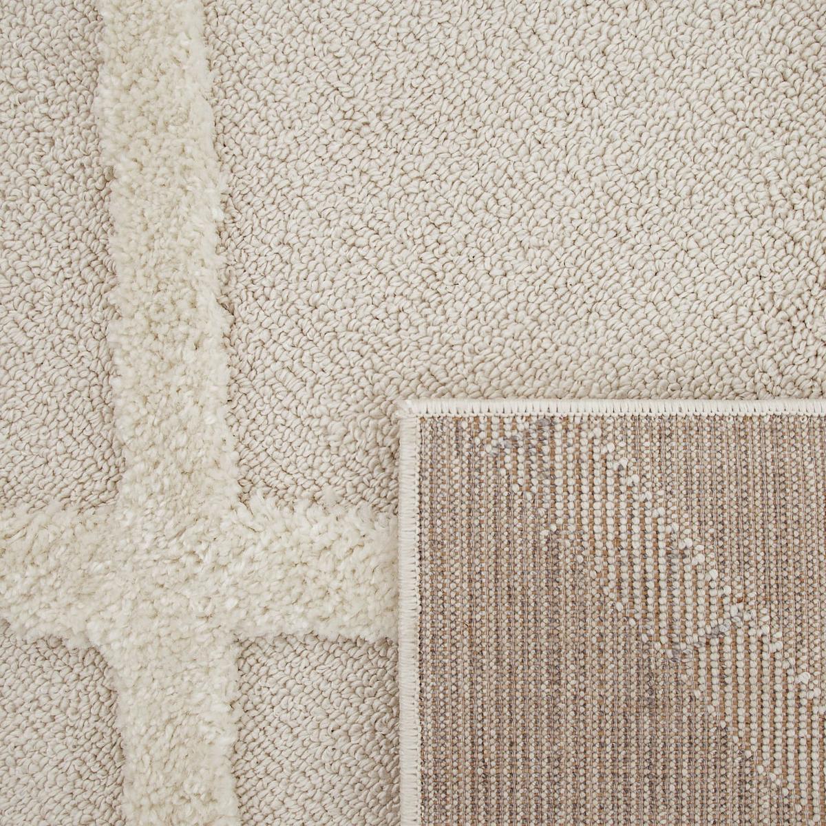 HOCHFLORTEPPICH, mit Rautenmuster, aus Polypropylen, Creme, 80 x 150 cm - Beige, Textil (150/80cm) - KADIMA DESIGN