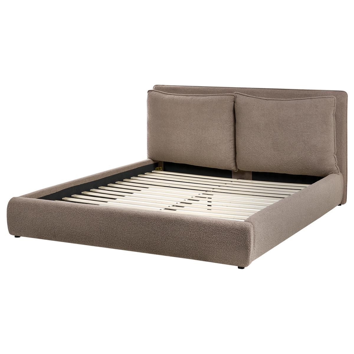 BETT mit Lattenrost 160/200 cm Bouclé Braun Bajonna - Braun, Textil (160/200cm) - Beliani