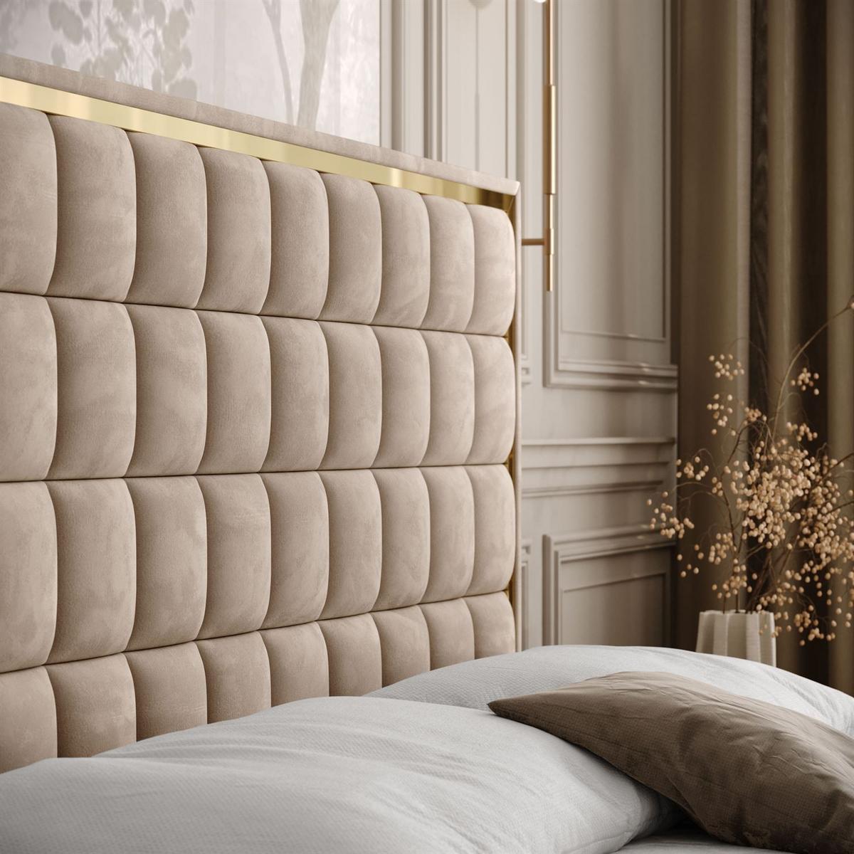 BOXSPRINGBETT ISADORA GOLD mit Bettkasten und Topper 180x200 cm Royal Velvet 170 - Beige, Textil - Lookway