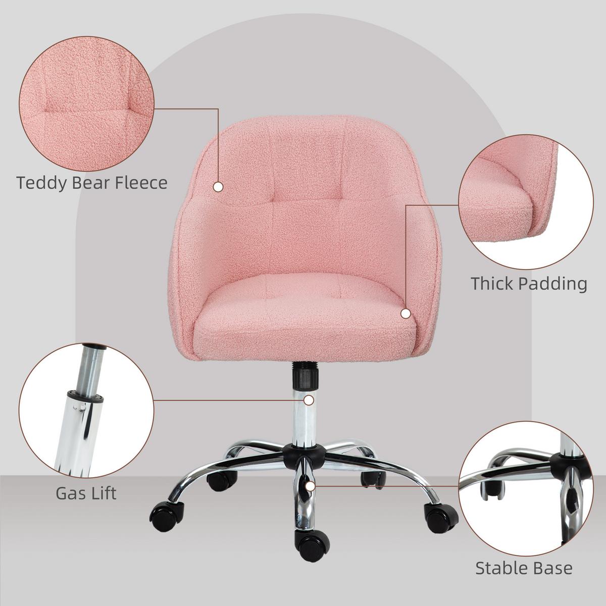 BÜROSTUHL Polyester Kunstleder Rosa - Rosa, Kunststoff (61/86/56cm) - HOMCOM