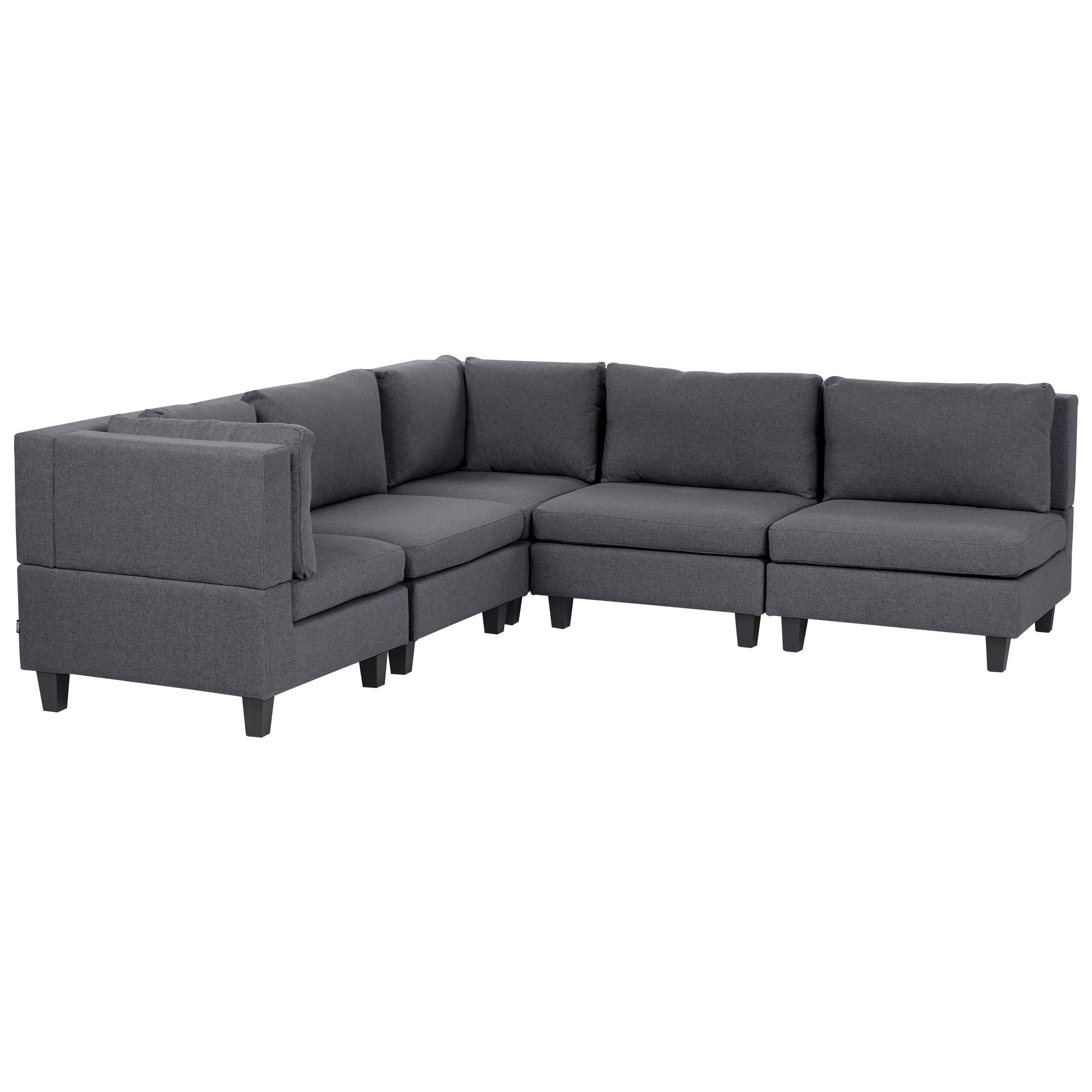ECKFSOFA Modul 5-Sitzer rechtsseitig Dunkelgrau Stoff Unstad - Dunkelgrau/Grau, Textil (228/228cm) - Beliani