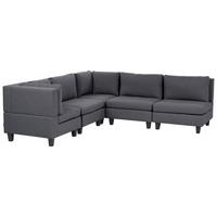 ECKFSOFA Modul 5-Sitzer rechtsseitig Dunkelgrau Stoff Unstad - Dunkelgrau/Grau, Textil (228/228cm) - Beliani
