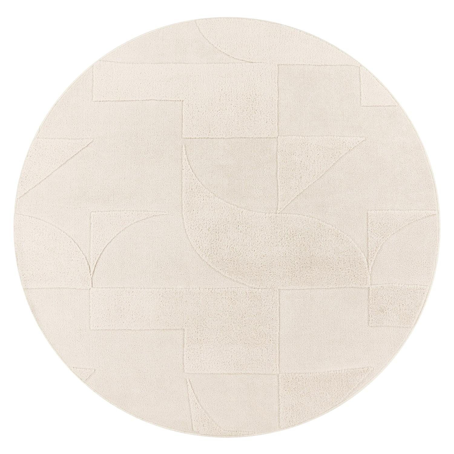 KURZFLORTEPPICH, mit Struktur, aus Polyester, Florhöhe 12 mm, Creme, Ø 120 cm - Beige, Textil (120/120cm) - KADIMA DESIGN