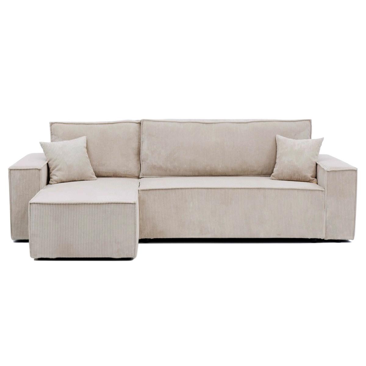 ECKSOFA Paris mit Schlaffunktion Cord - Beige, Textil (244/155cm) - Idohome