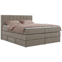 BOXSPRINGBETT INERO KING 140/200 - Greige Stukture - Topper Visco - H3 - Greige/Schwarz, Kunststoff/Textil (140/200cm) - MKS