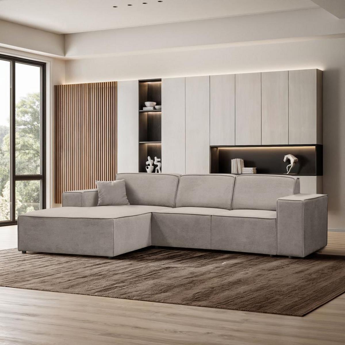 ECKSOFA ohne Schlaffunktion Pedro L cappuccino links - Schwarz/Cappuccino, Kunststoff/Textil (267/170cm) - Beautysofa