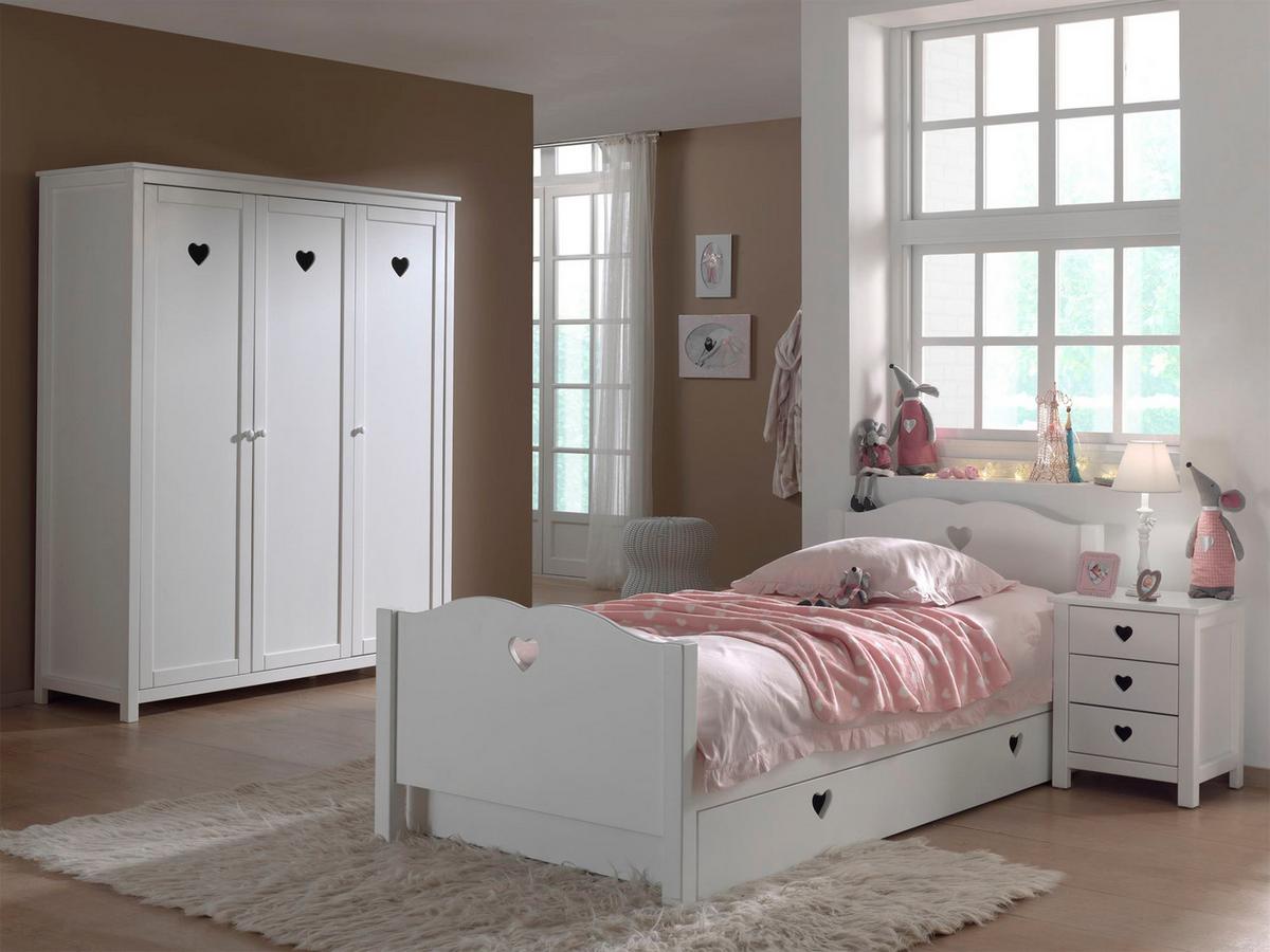 KINDERZIMMER Kamila 8 weiß aus MDF mit Bett, Schrank und Nachtkonsole - Weiß, Holzwerkstoff (370/1/170cm) - 58aufmkessel