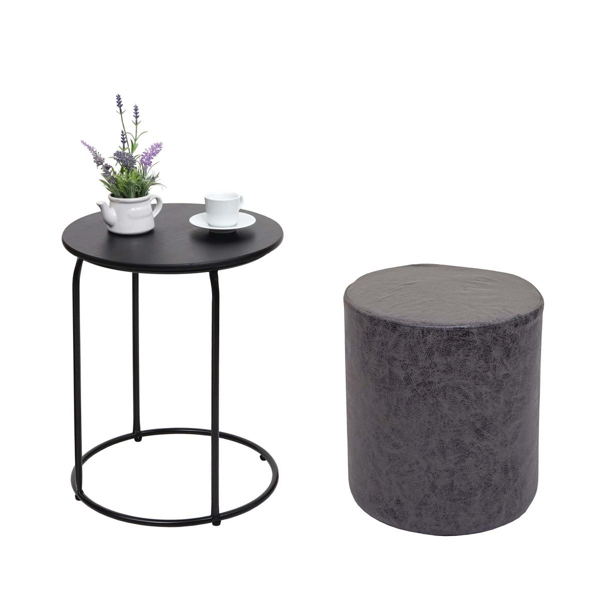 SITZHOCKER/BEISTELLTISCH Schwarz 2er-Set - Schwarz, Textil (39/53/39cm) - MCW