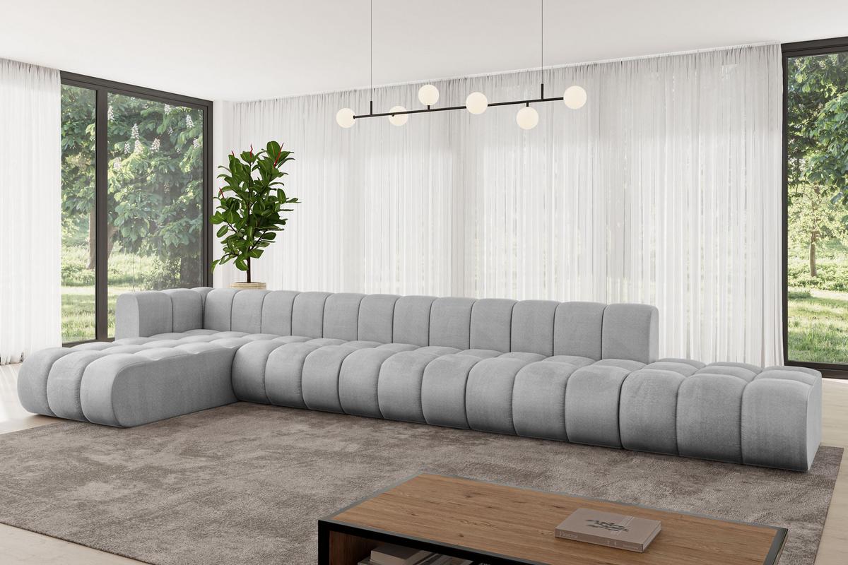 ECKSOFA modulares Sofa Zuvon-L3 - 478x177x70 cm Grau - Hellgrau, Holzwerkstoff/Textil (478/177cm) - ALTDECOR